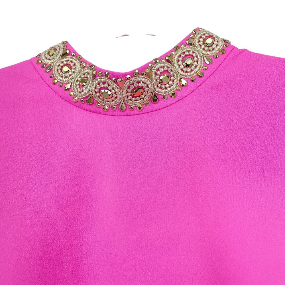 NWT Lilly Pulitzer Brandi Pink Embellished Beaded-Neck Sleeveless Dress Size 8 - Picture 6 of 11